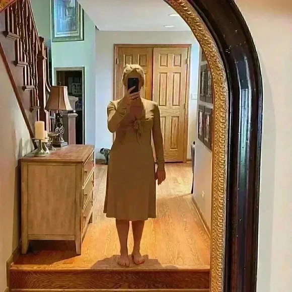 St. John long Sleeve Taupe Dress Size 2 - Picture 3 of 7